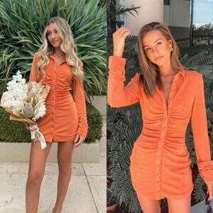 With Jean Andy‎ Dress in Maple Orange XS Blogger Summer Polo LA Spring